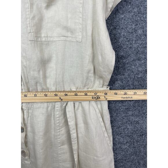 Anthropologie Cloth & Stone Linen Romper Tie Waist Rolled Hem SZ XL - Picture 9 of 16
